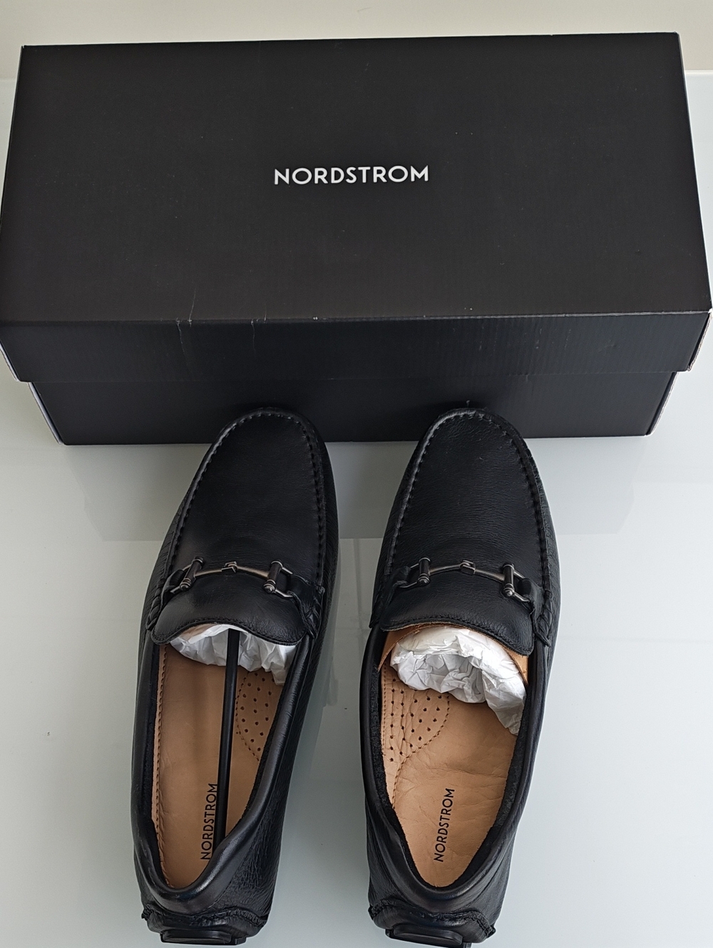 Nordstrom Black Leather Bit-Detail Men's Slip-On Loafers